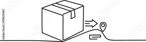 box sign and symbol parcel package. one line art icon drawing vector