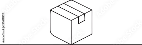 box sign and symbol parcel package. one line art icon drawing vector