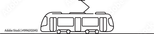 continuous drawing of a tram in one line. one line art icon drawing vector