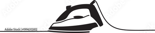 Continuous one line drawing of classic electric iron icon in silhouette on a white background. one line art icon drawing vector