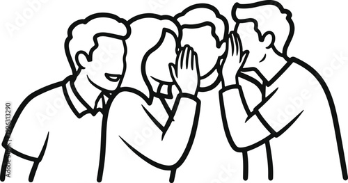 People whispering secrets to each other sharing gossip.