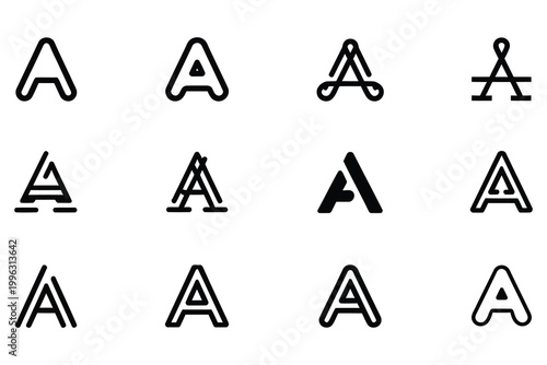 Free Download modern letter a/A logo icon bundle vector set, abstract alphabet symbol collection for branding, business identity and creative design. - GFXLoad