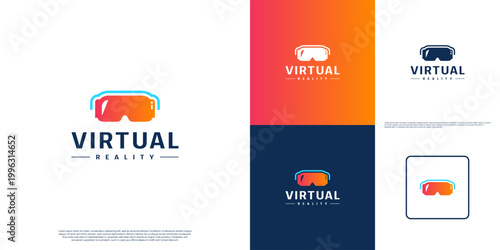 A digital technology logo featuring virtual reality glasses, artificial intelligence, and vector graphics.
