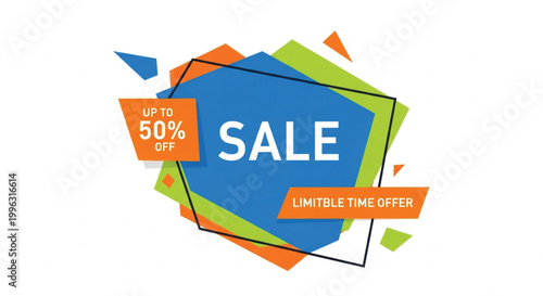 Sale, discount, promotional labels, vector badges, colorful stickers, up to 50% off