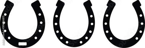 Seamless horseshoe pattern on dark background, minimalist lucky symbol design, abstract repeating shapes for texture, wallpaper, branding, and decorative use