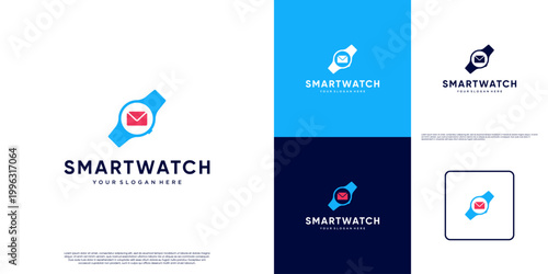 smart watch logo and letter symbol, interconnected symbol, notification, graphic illustration template.
