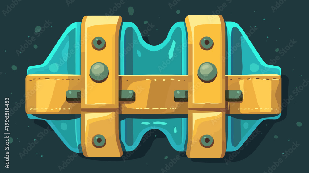 Fototapeta premium A stylized illustration depicting a cartoonish, segmented object with a yellow, strapped design