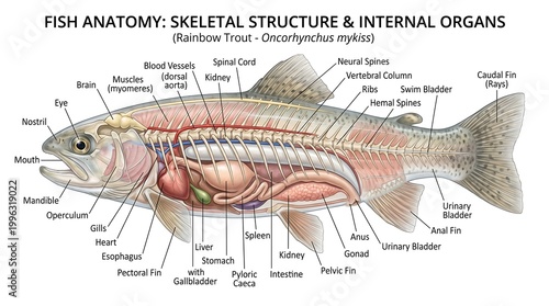 Fish Anatomy Skeletal Structure Internal Organs.