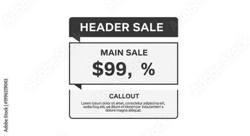 Sale header template, discount label, promotional banner, vector sale sign