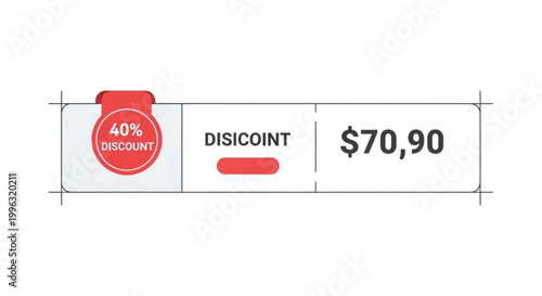 Discount label, 40 percent off, sale badge, price tag, vector