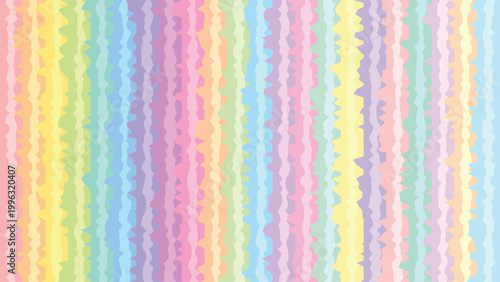 Pastel rainbow zigzag stripe seamless pattern with vertical wavy bands, playful geometric texture background for wallpaper, kids textiles and surface design
