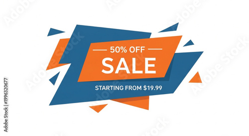 Discount, sale, promotional, banner, vector, 50 percent off, sale starting from $19.99, commercial offer, advertisement