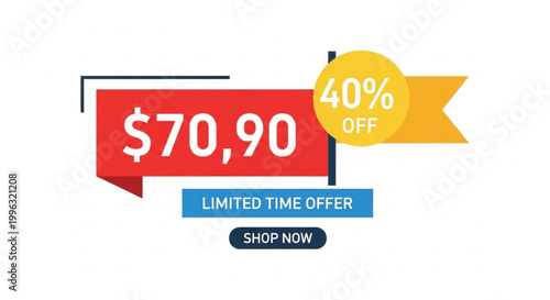 Discount, sale, promotion, banner, vector, 40 percent off, limited time offer