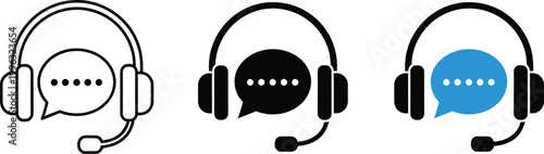Set of customer service headset icons for support and communication