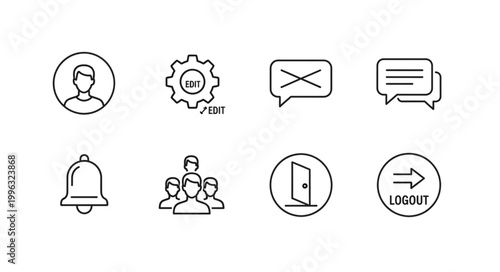 Black and white line icons set.
