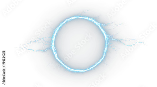 Photos Electric blue circle with lightning effects on a transparent background for desi