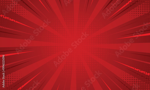 vibrant radial burst of red light rays vector illustration