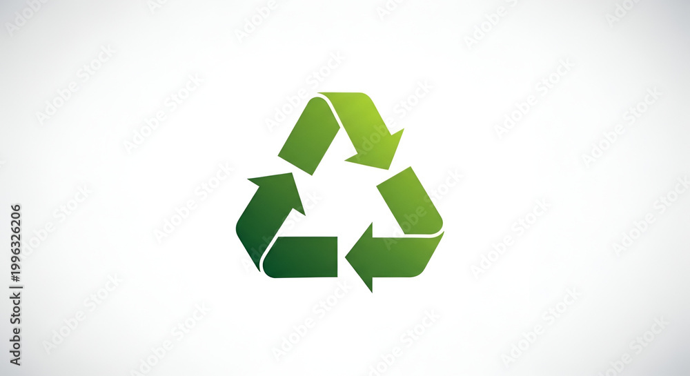 Obraz premium Green recycle symbol with arrows forming a triangle on a clean white background eco-friendly concept