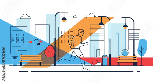 a man runs through a city street.