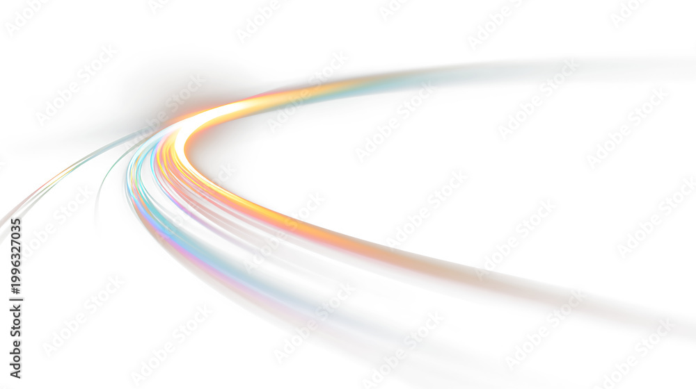 Obraz premium Colored lines create a curve on a transparent background showing movement and flow in a digital design