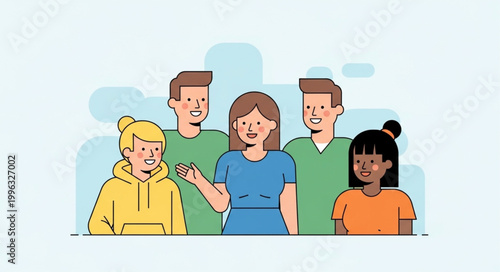 Diverse group of young adults standing.