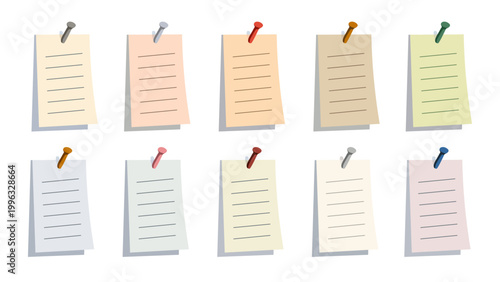 Collection of colorful sticky notes with push pins