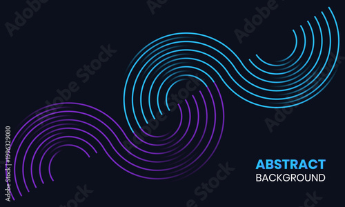 Abstract Neon Wave Line Background on Dark Minimal Futuristic Design
