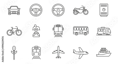 Transportation Vehicles Icons.