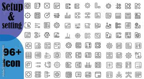 Setup and setting thin line icons. Editable stroke. For website marketing design, logo, app, template, ui, etc. Vector illustration