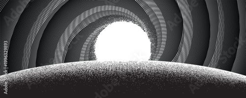 Stars and exoplanet in outer space. Futuristic landscape, with lines . Night landscape with starry sky .Vector illustration