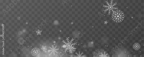 Snow crystals glow with radiant frosty shimmer. Gentle drifting creates elegant winter flow. Perfect design element for festive projects and banners. Vector