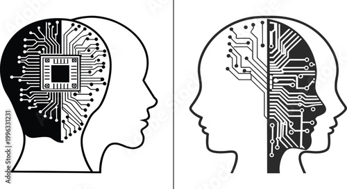 AI Artificial Intelligence Human Brain Digital Circuit Chip Set