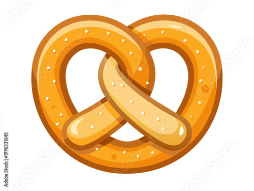 Soft pretzel twisted and salted on white background