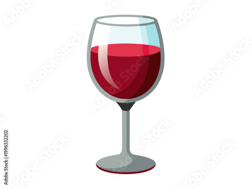 Wine glass filled with red wine on white background