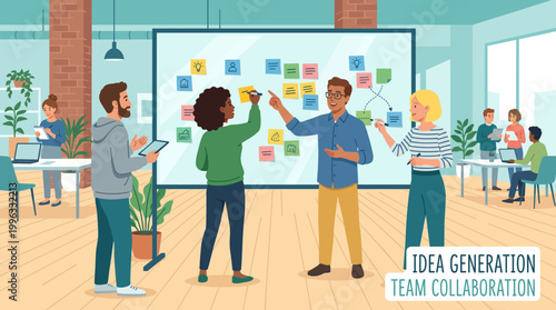 People collaborating on ideas in office.