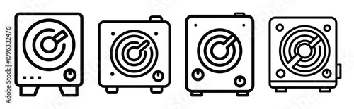 Minimal outline  compressor system outline icon set in editable stroke style. Air conditioning icon set.