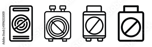 Minimal outline  cooling system monitoring icon set in editable stroke style. Air conditioning icon set.