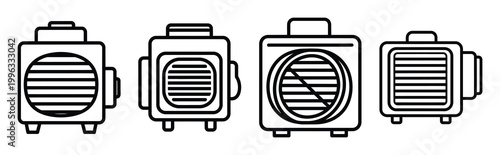 Minimal outline  cooling system smart icon set in editable stroke style. Air conditioning icon set.