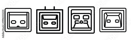 Minimal outline  exhaust air outlet icon set in editable stroke style. Air conditioning icon set.
