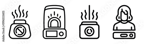Minimal outline  indoor climate comfort icon set in editable stroke style. Air conditioning icon set.