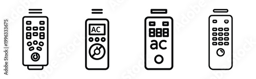 Minimal outline  remote control ac icon set in editable stroke style. Air conditioning icon set.