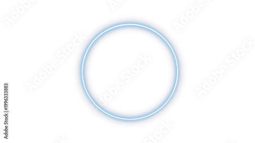 Billede på lærred Circle with glowing blue outline on a transparent background showing simple desi