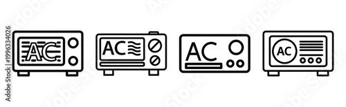 Minimal outline  ac airflow optimization icon set in editable stroke style. Air conditioning icon set.