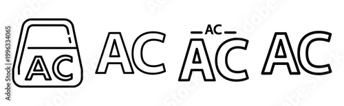 Minimal outline  ac airflow smart icon set in editable stroke style. Air conditioning icon set.