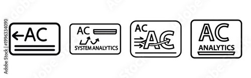 Minimal outline  ac airflow system icon set in editable stroke style. Air conditioning icon set.