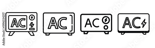 Minimal outline  ac energy saving icon set in editable stroke style. Air conditioning icon set.