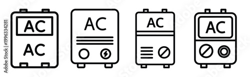 Minimal outline  ac power efficiency icon set in editable stroke style. Air conditioning icon set.