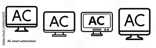 Minimal outline  ac smart automation icon set in editable stroke style. Air conditioning icon set.