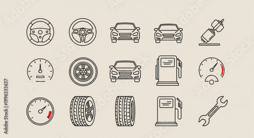 Car Maintenance and Repair Icons Set.