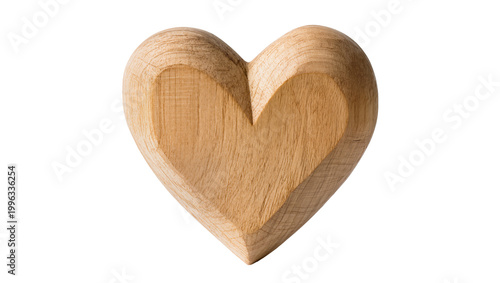Photos Carved wooden heart shape with visible grain, isolated on transparent background